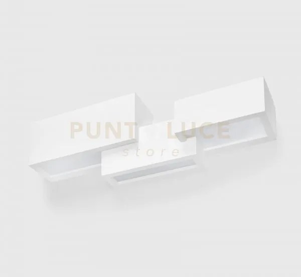 Paro applique 3 rettangoli e 5 luci in gesso bianco attacco g9 61x18cm