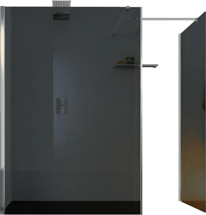 Box doccia walk-in Wens, vetro fumè 6 mm, H 200 cm, profilo cromo