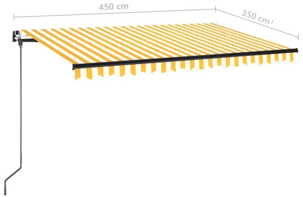Tenda da Sole Retrattile Manuale LED 450x350 cm Giallo Bianco