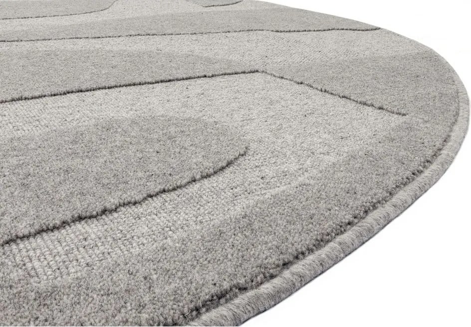 Tappeto rotondo in lana grigia ø 120 cm Morphic Botanica - Agnella