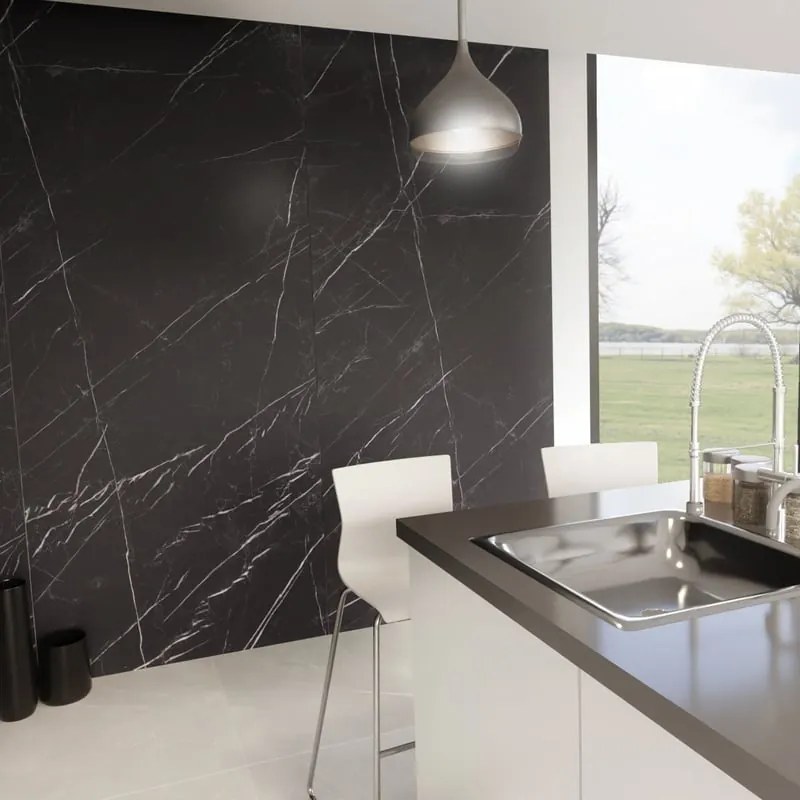 Piastrella da pavimento e rivestimento interno 120 x 270 cm Sp. 6 mm rettificato Marquina in gres porcellanato nero 3.24 mq