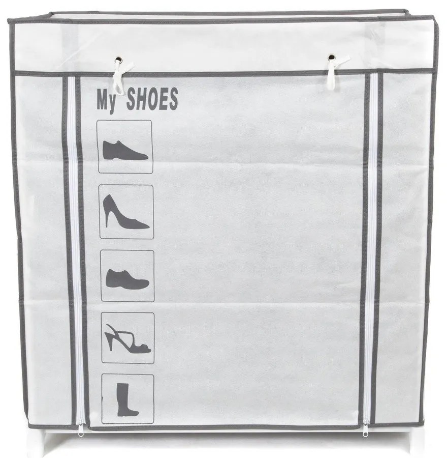 Scarpiera in tessuto bianco e nero Scarpe, 25 scomparti - Compactor