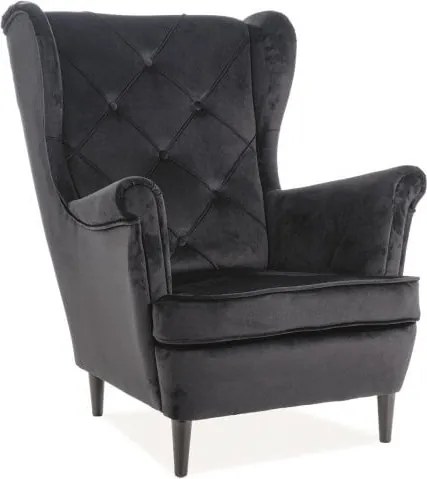 Poltrona Lady in velluto nero Blu19/wenge