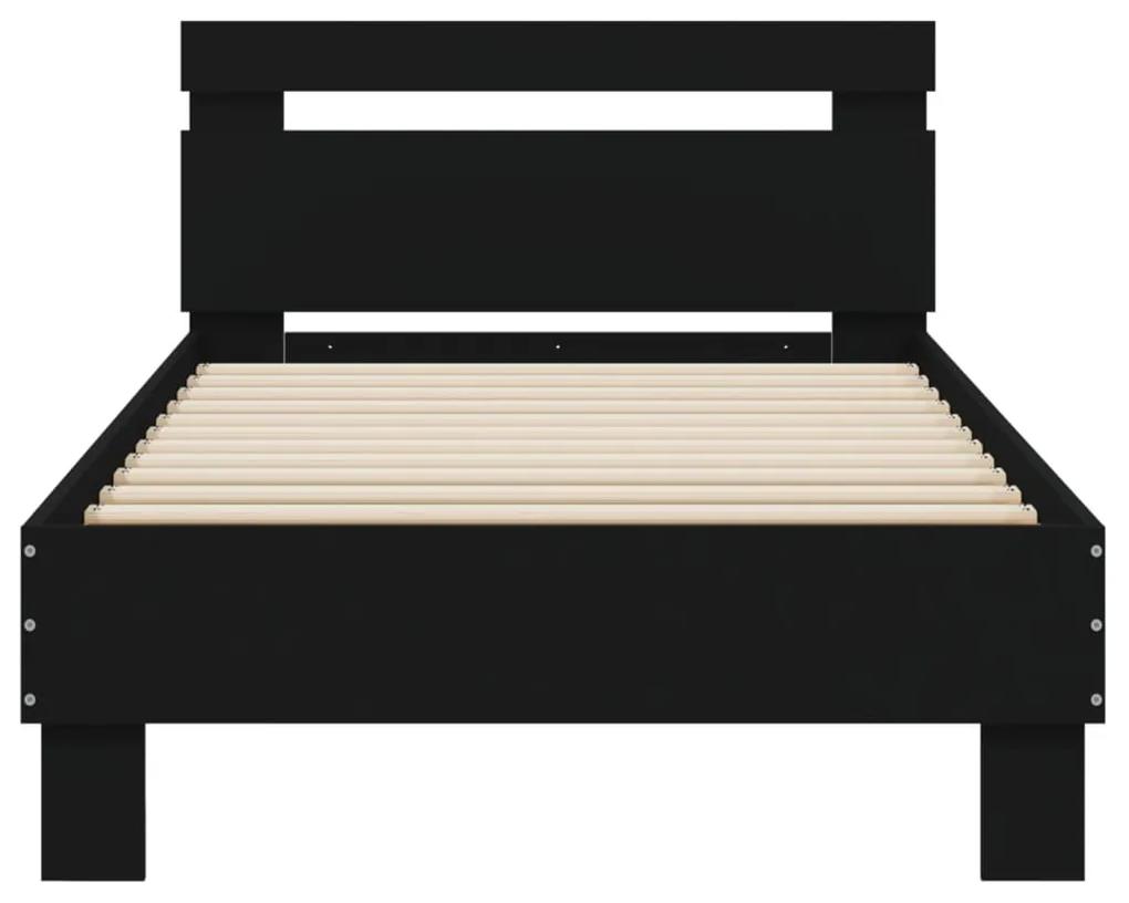 Giroletto con testiera nero 75x190 cm in legno multistrato