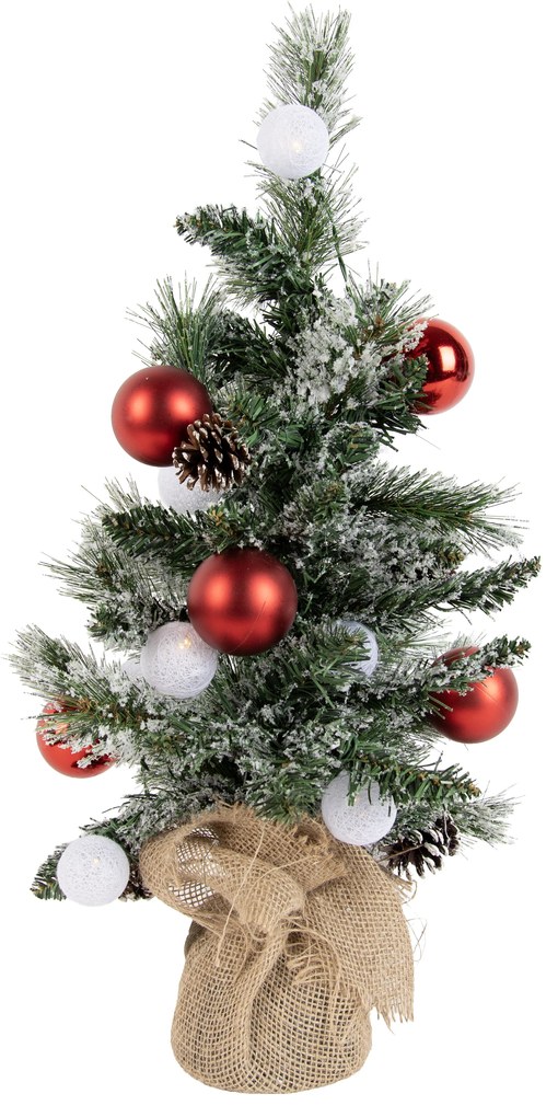 Albero di Natale bianco con rosso 60 cm con LED e timer - Jack