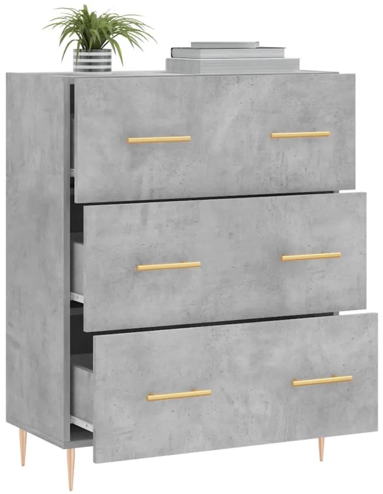 Credenza grigio cemento 69,5x34x90 cm in legno multistrato