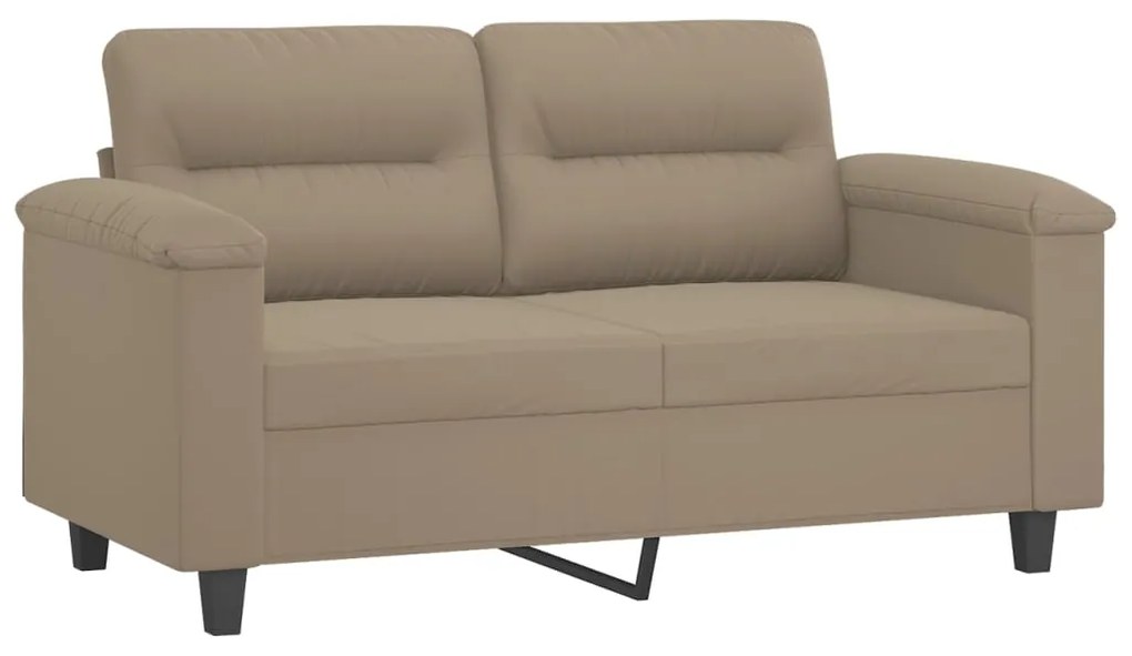 Set divani 2 pz con cuscini tortora in tessuto microfibra
