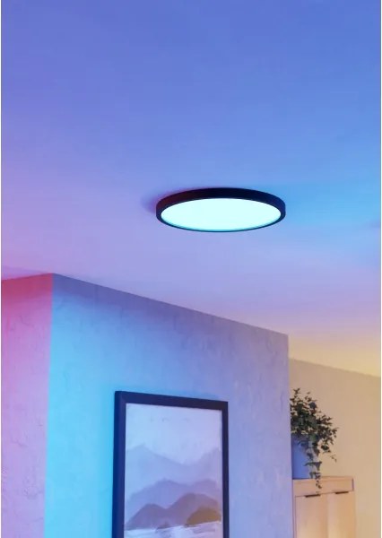 Eglo 901725 - LED RGBW dimmerabile lampada da soffitto per bagno FUEVA-Z LED/17,5W/230V 38,9cm IP44 nero