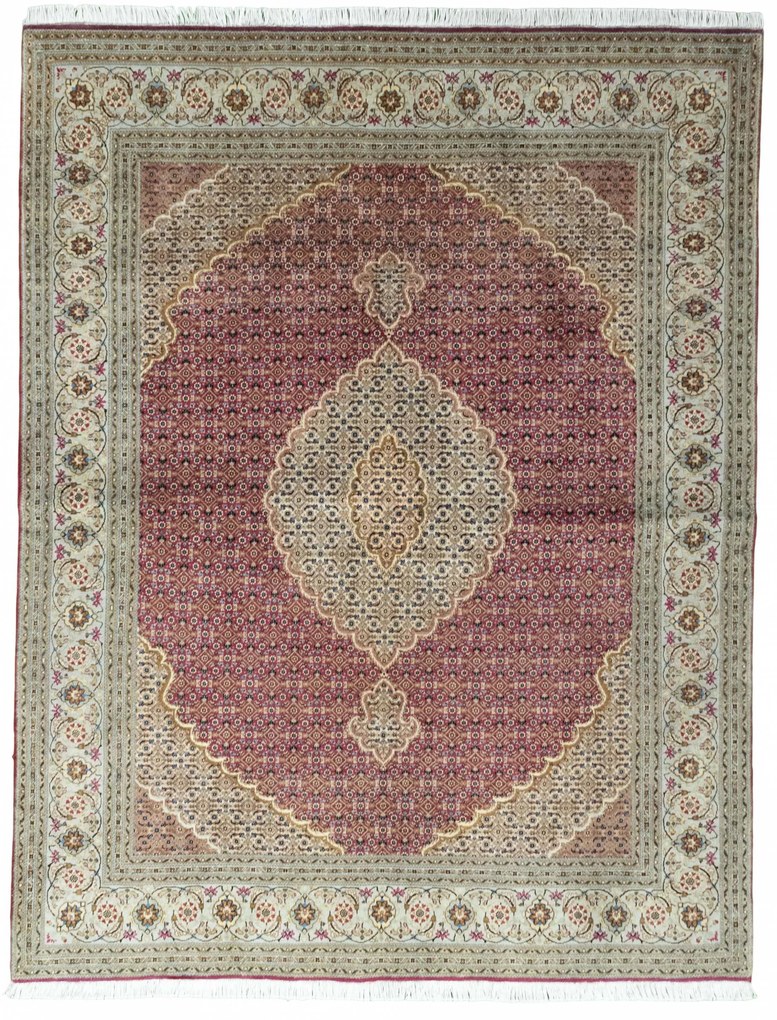 Tabriz Tappeto 150x200 Rosso (Iran) Annodato A Mano