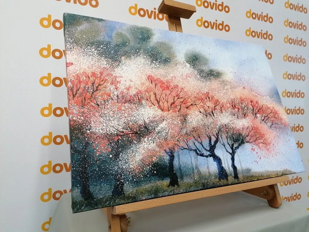 Stampa su tela – Alberi in fiore in acquerello