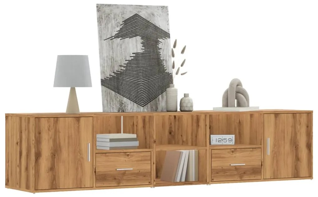Mobile Angolare Rovere Artigianale 200x40x45 Cm İn Truciolato /