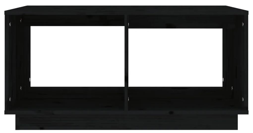 Tavolino da Salotto Nero 80x50x40 cm Legno Massello di Pino