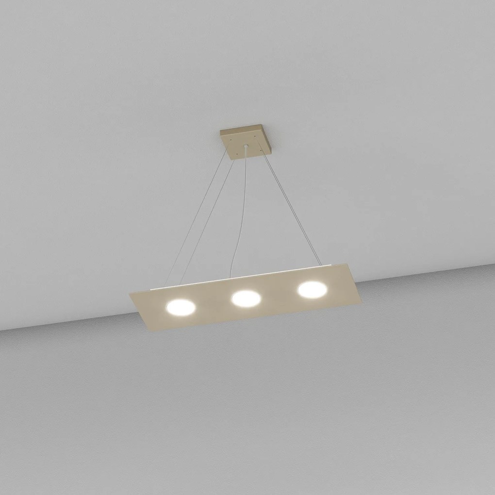 Lampadario Moderno Rettangolare Area Metallo Sabbia 3 Luci Gx53