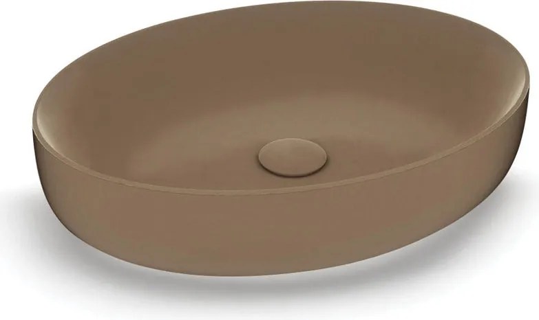 Lavabo da appoggio Metamorfosi OLYMPIA CERAMICA ovale in ceramica L 55 x H 14 x P 40 cm marrone piletta non inclusa