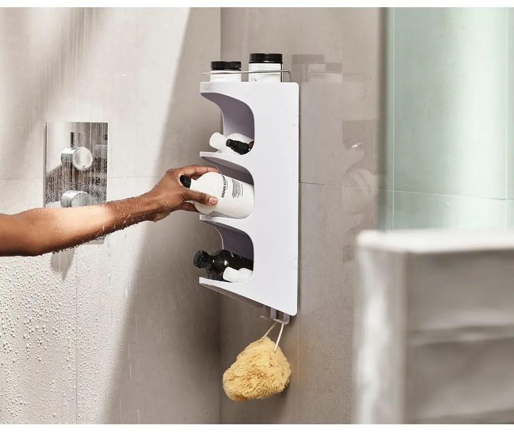 Mensola in plastica bianca autoportante per il bagno Capsule - Joseph Joseph