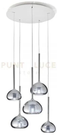 Beba lampadario a sospensione 5 luci vetri piccoli cromo attacco g9...