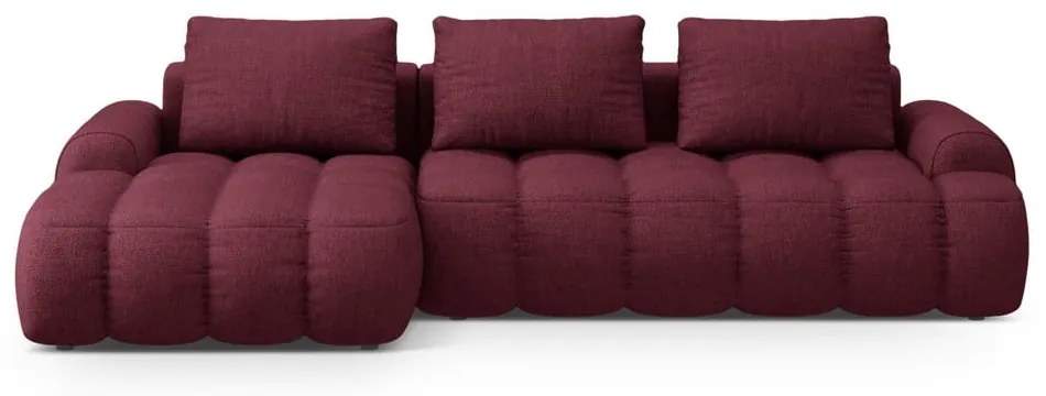 Divano angolare burgundy allungabile/con contenitore (con penisola a sinistra/con chaise lounge) Linz – Cosmopolitan Design