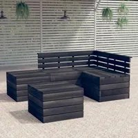 Set Divani da Giardino su Pallet 5 pz Legno Pino Grigio Scuro 3063740