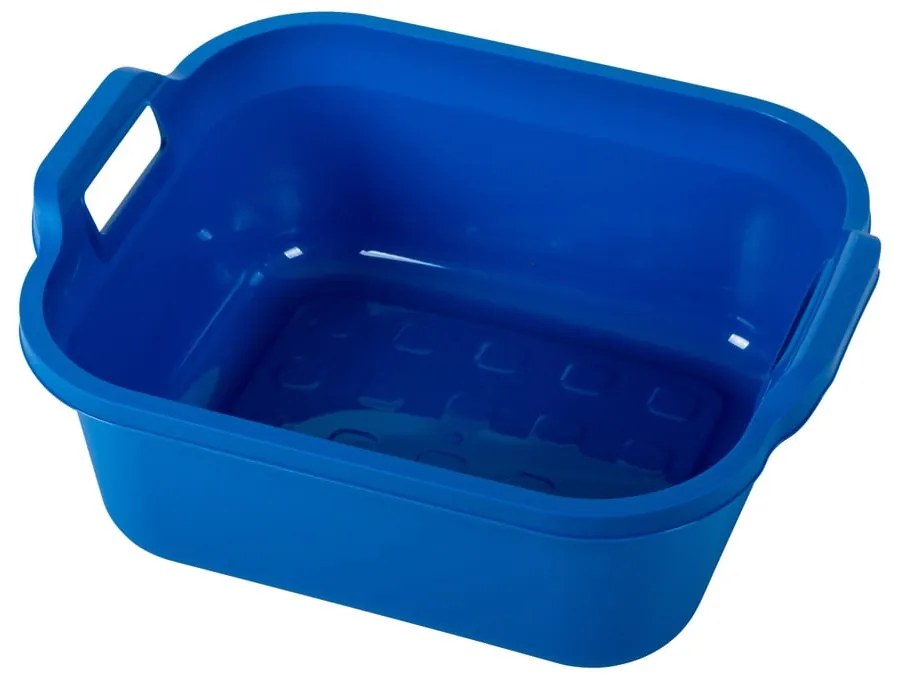 Lavorazione in plastica blu scuro con due manici , 39 x 32 x 14 cm - Addis