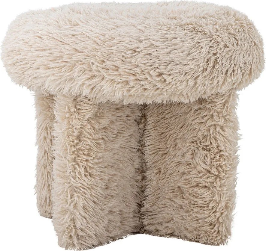 Poggiapiedi beige con rivestimento in pelliccia sintetica Frikka – Bloomingville