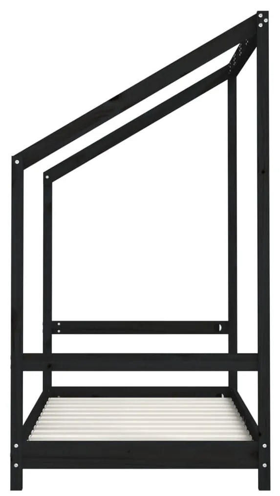 Giroletto per bambini nero 80x160 cm in legno massello di pino