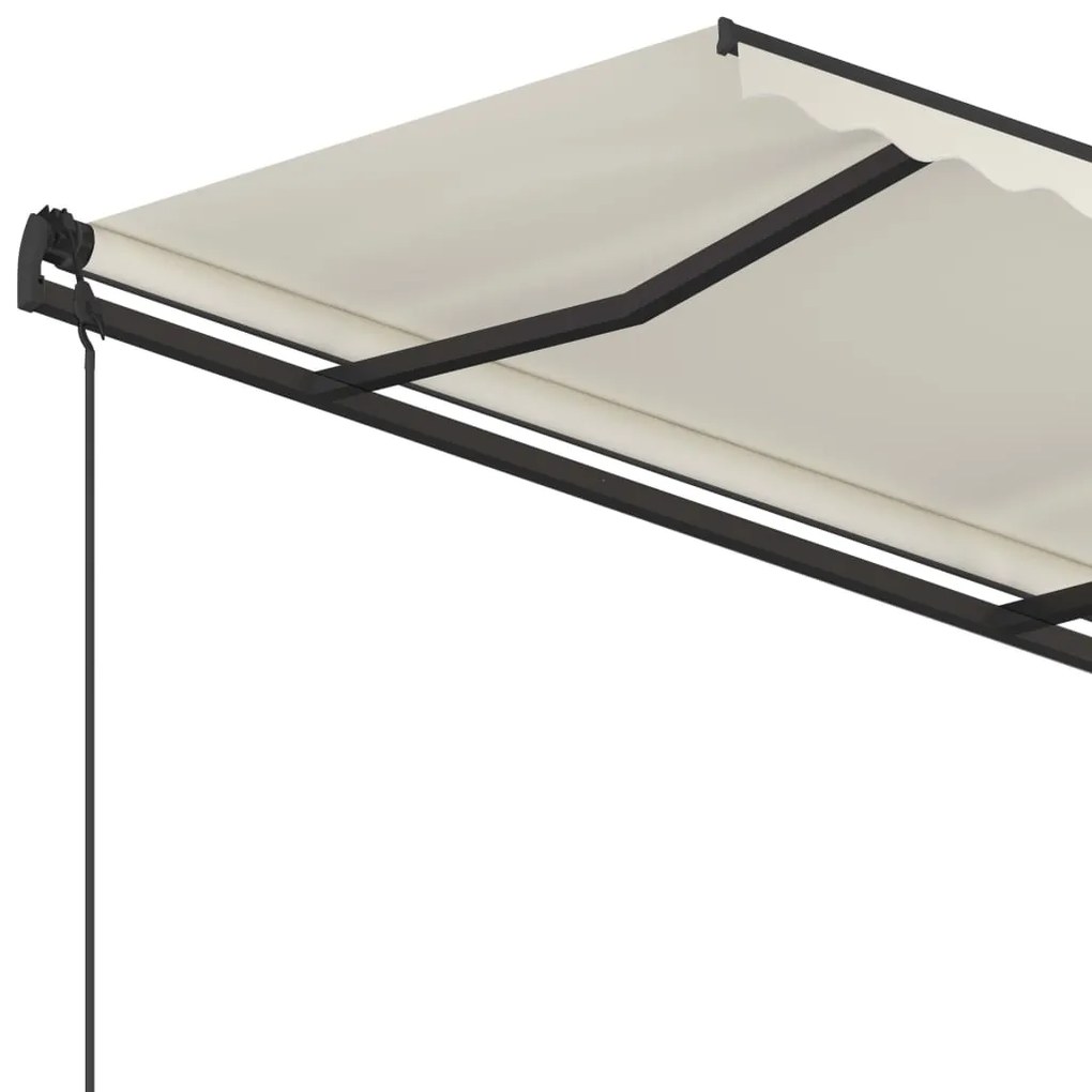 Tenda da Sole Retrattile Manuale con Pali 4,5x3,5 m Crema