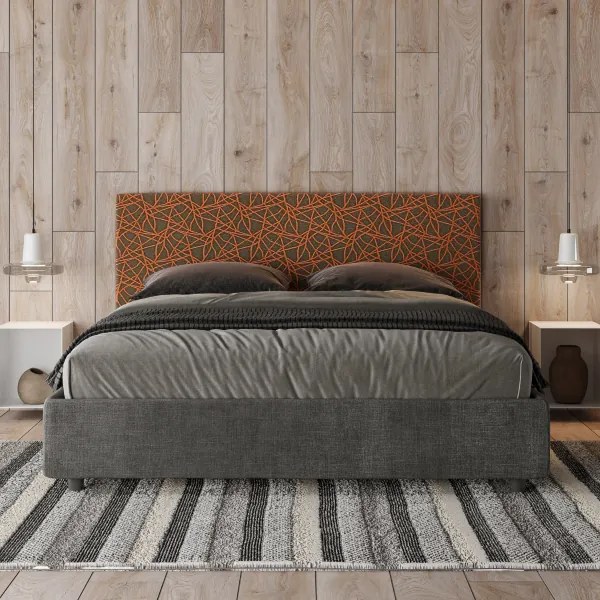 Letto matrimoniale con rete imbottito 160x210 tessuto Era 4 arancio Arla