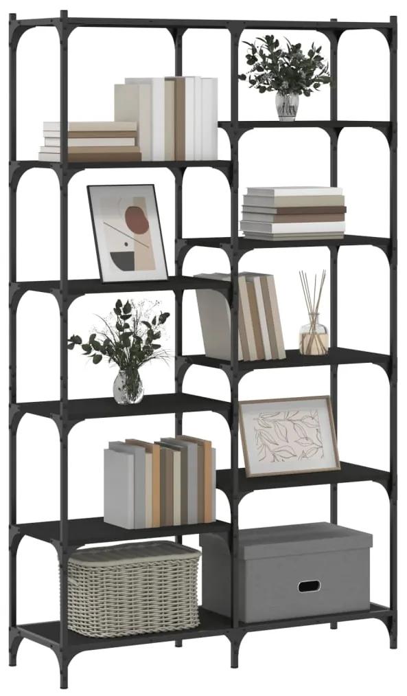 Libreria nera 100x32x170 cm in legno multistrato e ferro