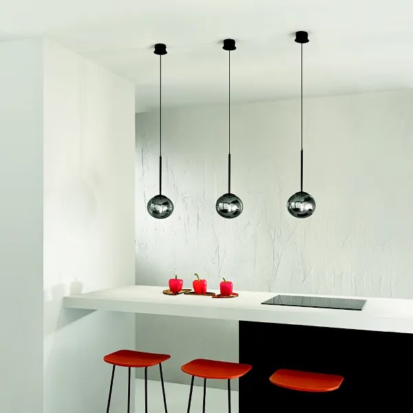 Lampada a sospensione JEWEL in metallo e vetro soffiato D17 cm 1 Luce Nero