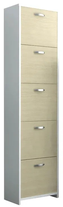 Scarpiera Salvaspazio 5 ante doppia profondità L 50 x H 182 x P 25 cm 20 paia, beige