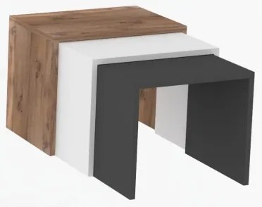 SET 3x Tavolino GUL marrone/bianco/grigio