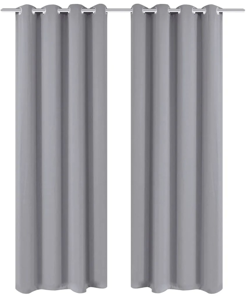 Tende Oscuranti Grigie Con Anelli Metallo Blackout 135 X 245 Cm 2 Pz /