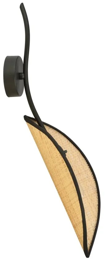 Applique da Parete in Acciaio e Tessuto LOTUS K1 Nero E14 Colore del corpo Nero e Rattan