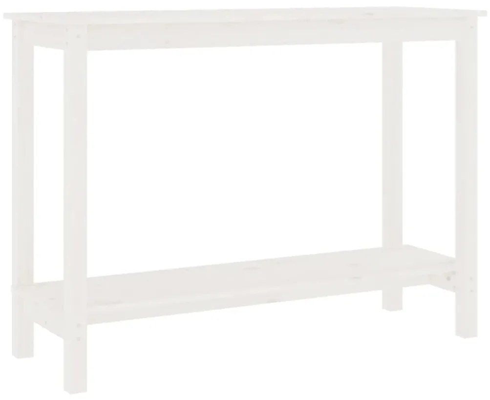 Tavolo consolle bianco 110x40x80 cm in legno massello di pino
