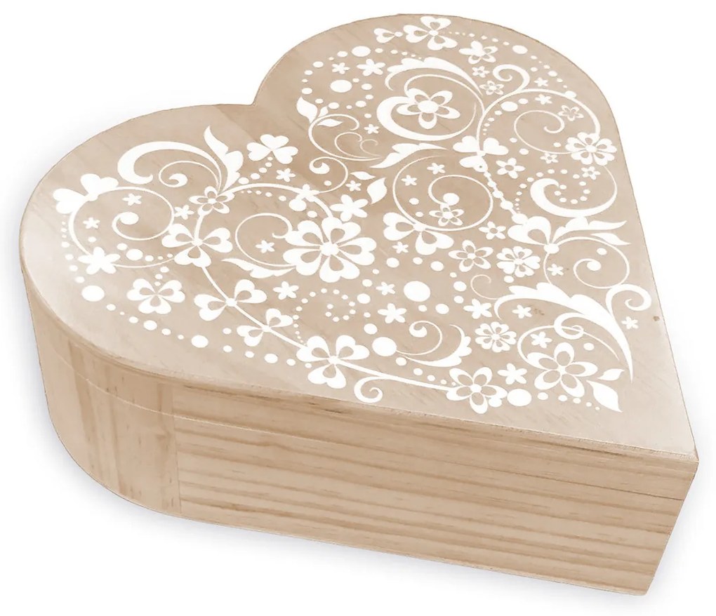 Perline di varie forme in cofanetto di legno – Cuore