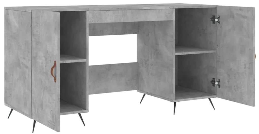 Scrivania grigio cemento 140x50x75 cm in legno multistrato