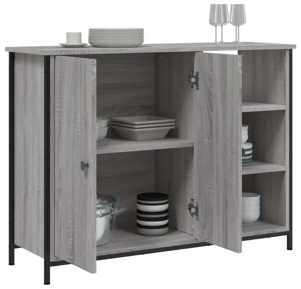 Credenza Grigio Sonoma 100x33x75 cm in Legno Multistrato