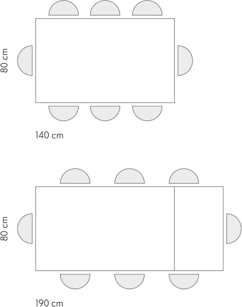 Tavolo VOLPAIA in legno, finitura grigio cemento e base in metallo verniciato bianco, allungabile 140&#215;80 cm &#8211; 190&#215;80 cm