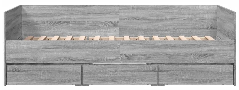 Divano letto con cassetti grigio sonoma 90x200 cm multistrato