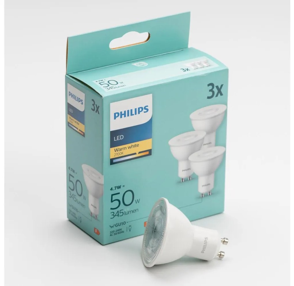 SET 3x Lampadina LED Philips GU10/4,7W/230V 2700K