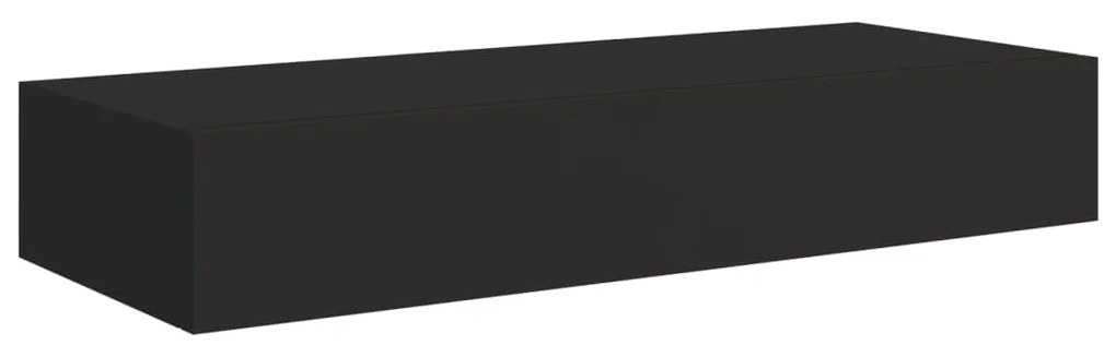 Scaffale con cassetti da parete nero 60x23,5x10 cm in mdf