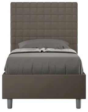Letto singolo contenitore imbottito 80x190 similpelle cappuccino Sunny
