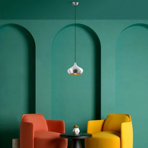 Lampadario a sospensione DODO con cavo, 1xE27/40W/230V, cromo opaco