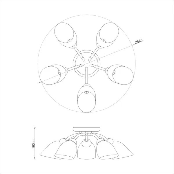 Lampadario a plafone PORTOS 5xE14/10W/230V cromo lucido