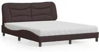 Letto con Materasso Marrone Scuro 160x200cm Tessuto 3208544