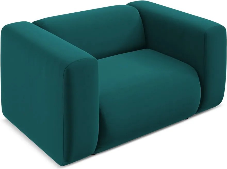 Poltrona turchese con rivestimento in velluto Ekahi – Makamii
