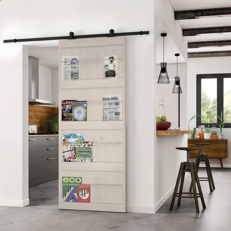 Porta scorrevole reversibile Storage in acciaio bianco, L 96 x H 215 cm, con binario Retro