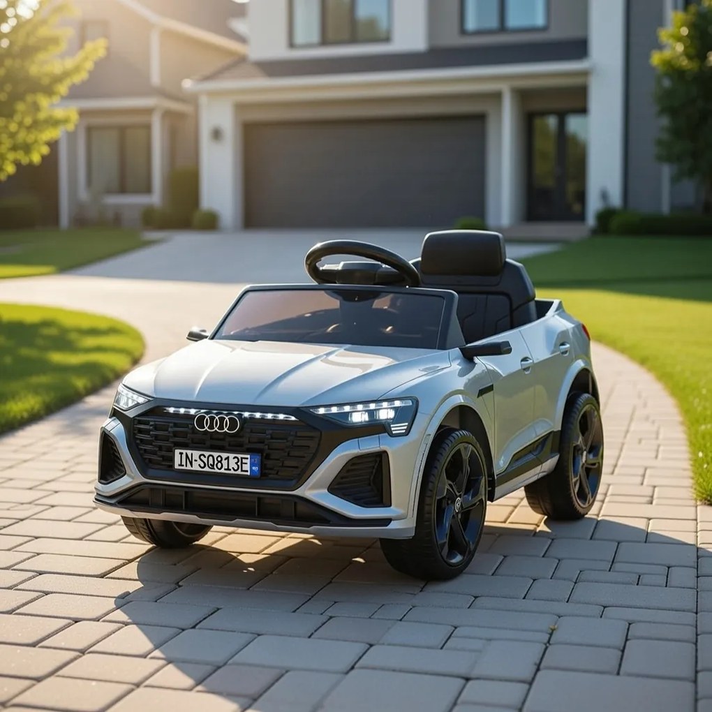 Macchina Elettrica per Bambini 12V Licenza Ufficiale Audi SQ8 E-Tron con Telecomando e Sedile Pelle Grigio...