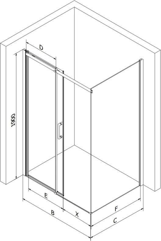 Mexen Omega cabina doccia scorrevole 100 x 80 cm, trasparente, cromo - 825-100-080-01-00