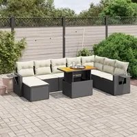 Set Divani da Giardino 9 pz con Cuscini Nero in Polyrattancod mxl 89031